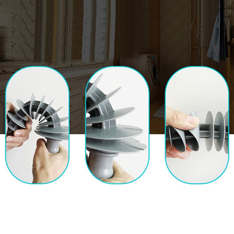 Langhåndteret fleksibelt toiletstempler stempel type udmudringsanordning top fleksibelt hoved toilet kloakrør tilstopning udmudderværktøj