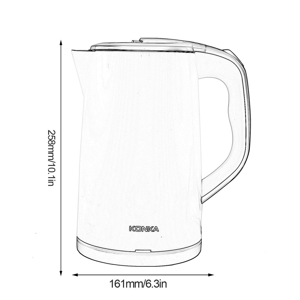 Stainless Steel Electric Water Kettle High Power Double Layers Scald Proof Kettle Auto-off Quick Electric Boiling Pot