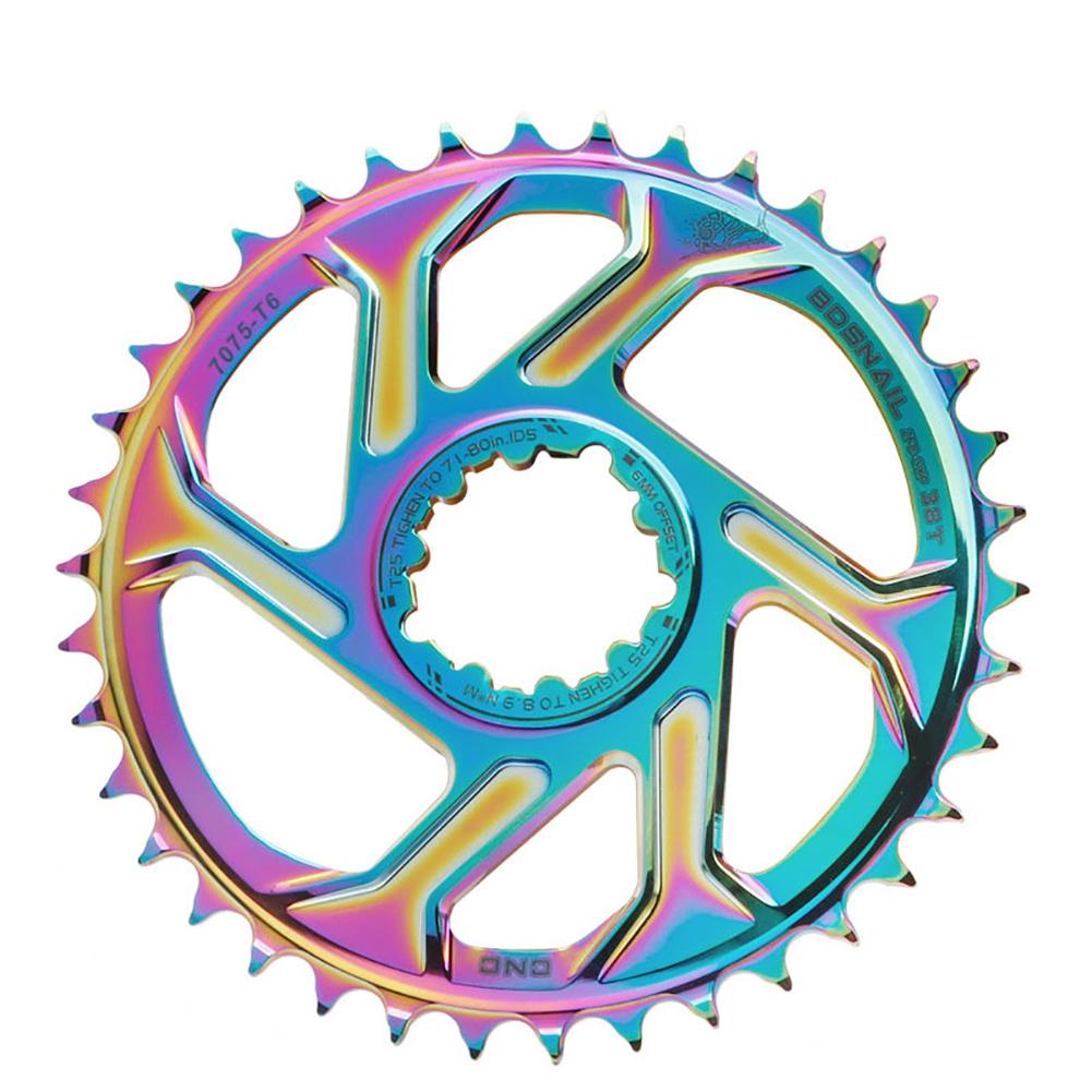 Plato ultraligero para bicicleta de montaña, aleación de aluminio, 30, 32, 34, 36, 38T, 6mm, bandeja de disco único, colorida/negra: bright color / 36T