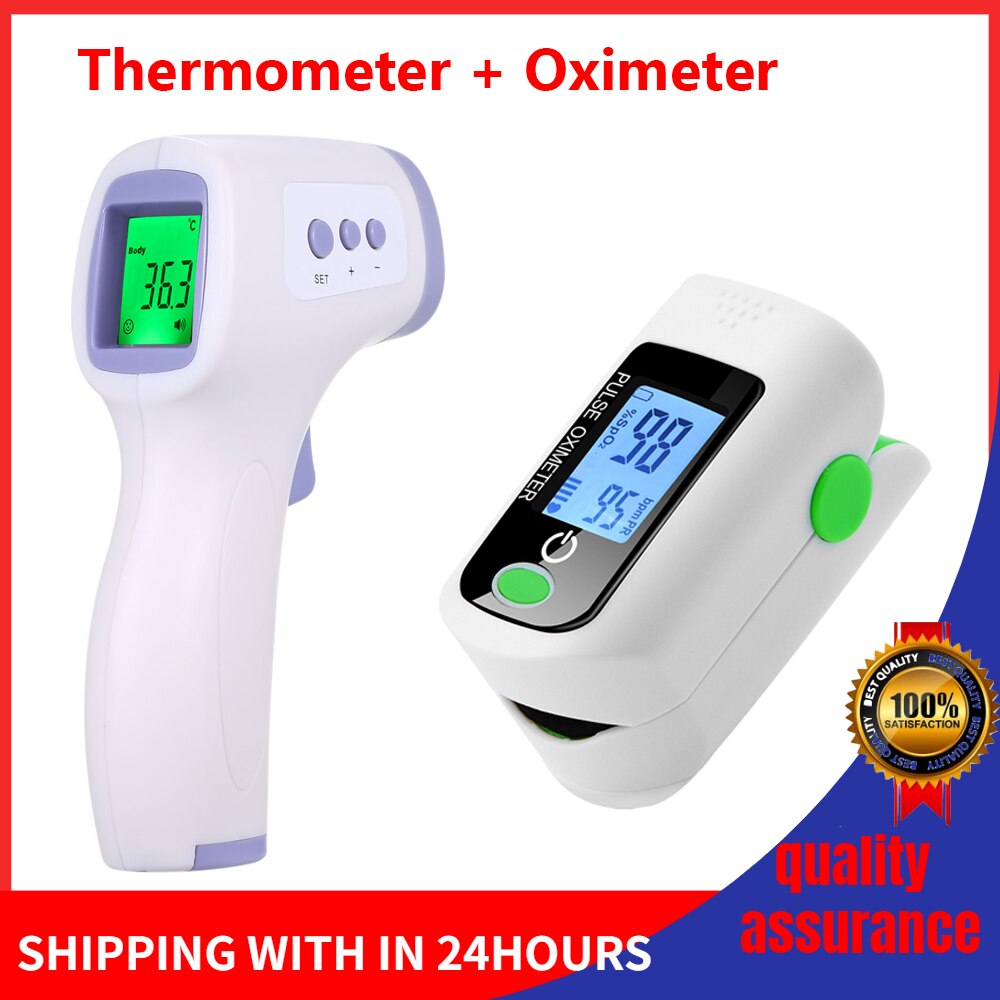 Finger Pulse Oximeter Blood Oxygen Saturation meter Fingertip Pulsoximeter SPO2 Monitor Oximetro dedo Oximeter + IR Thermometer: Type 12