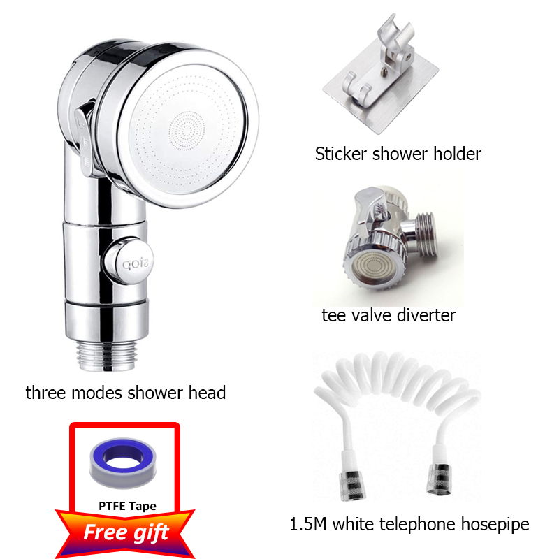 Kitchen Faucet Extender Bathroom Basin Tap Aerator with Diverter Valve 3 Modes Shower Head Faucet Attachment External Shower Set: WHITE