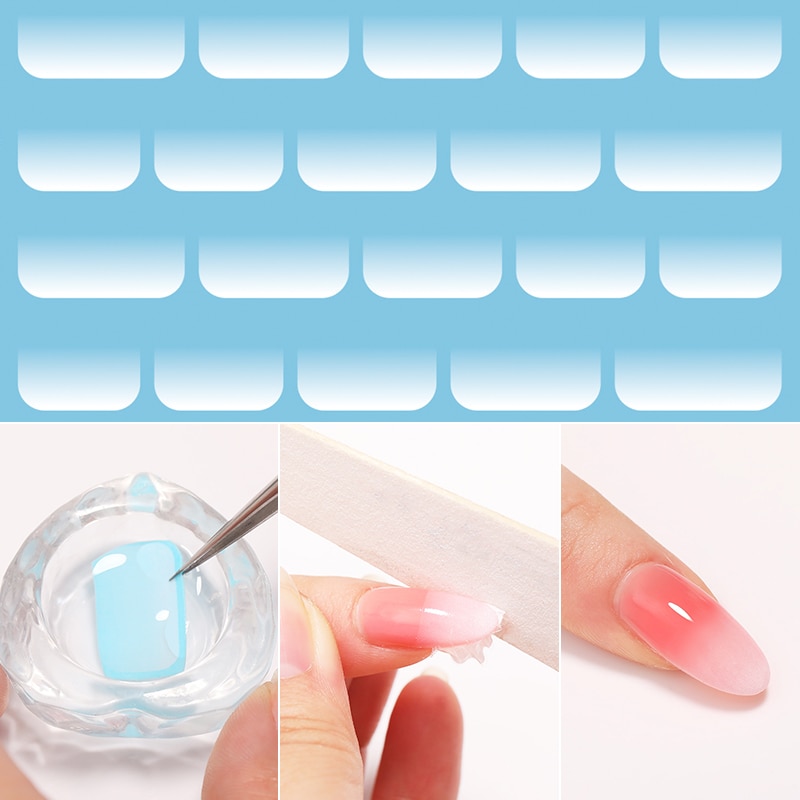 Wit Nail Art Water Decals Transfer Stickers Voor Jelly Nail Gel Eiwit Gradiënt Effect Nail Sticker Franse Nagels Diy