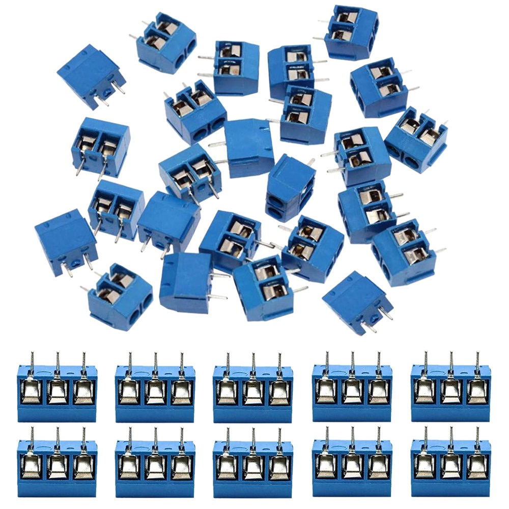 60Pcs 5mm Pitch 2 Pin &amp; 3 Pin PCB Mount Screw Terminal Block Connector for Arduino (50 x 2 Pin, 10 x 3 Pin): Default Title