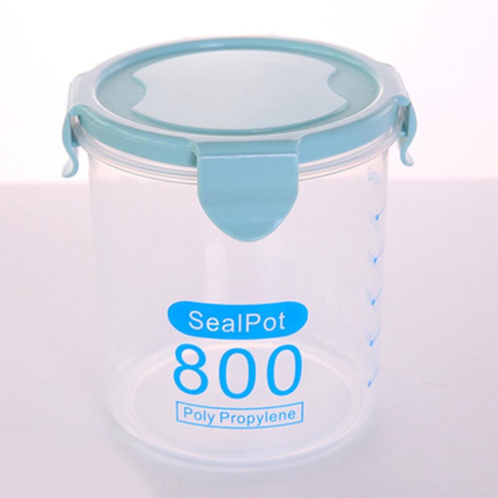 Lata sellada redonda transparente, jarra de vidrio, lata sellada, s, botella para almacenamiento de alimentos: M-Blue