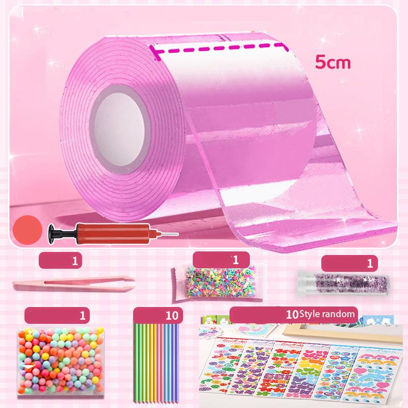 DIY artesanía pellizco juguete hacer juego de cintas de burbujas soplables sin marcar adhesivo de doble cara reutilizable Color Kit de Nano cinta adhesiva alta: Naranja