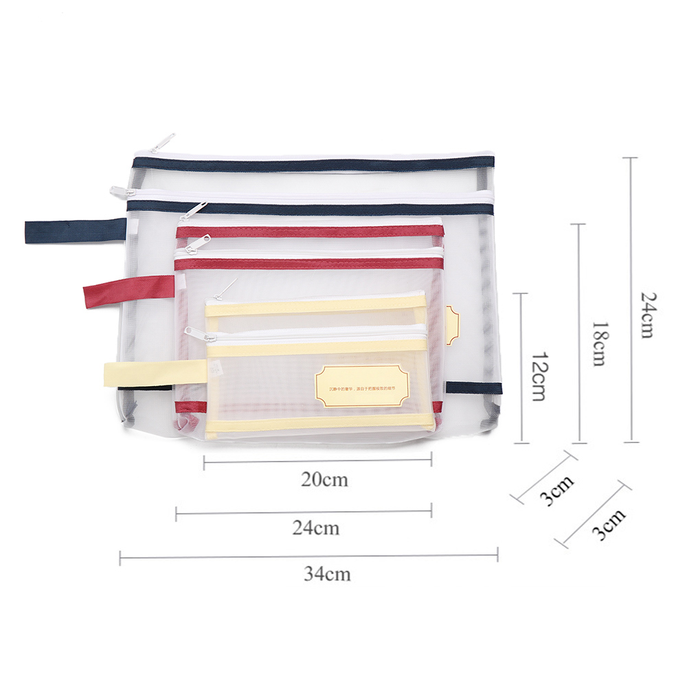 1 PC A4/A5/A6 Nylon Mesh Document File Double Pocket Pencil Case Zipper Notebook Bag Office Stationery Storage