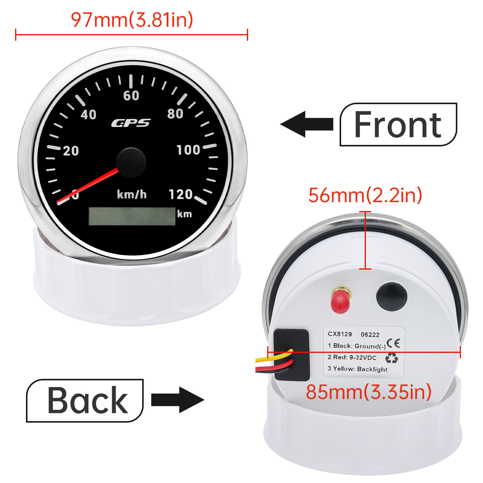 Universal 85 MM GPS Tacho Gauge 7 Farbe Led-hintergrundbeleuchtung Für Motorrad Marine Boot Lkw 60 Kmh 200 Kmh geschwindigkeit Gauge Meter