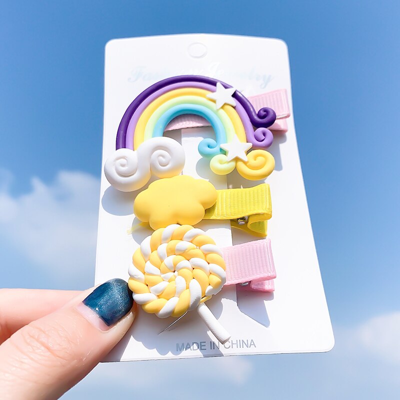 [Xwen]Korean Candy Color Edge Clip Rainbow Hairwear Lollipop Bangs Cute Girl Kids Hairpin Simple Hair Accessories OH1337: 18