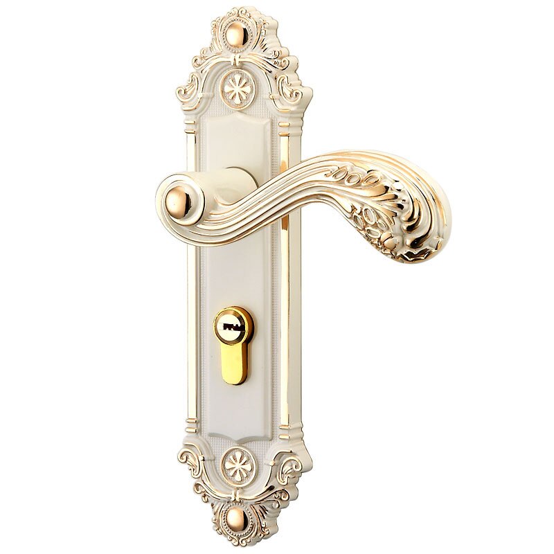 Habitación Blanca marfil manija cerradura para dormitorio manija puerta cerradura de madera puerta cerraduras tirador de lujo pomos de antigüedades bronce