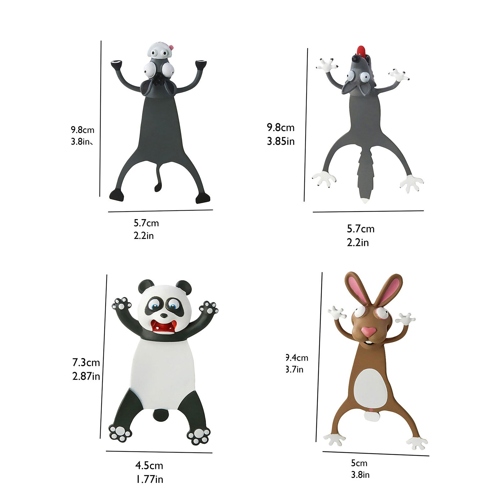 3D Stereo Kawaii Cartoon Lovely Animal Bookmark Wacky Bookmark Student 4PCS