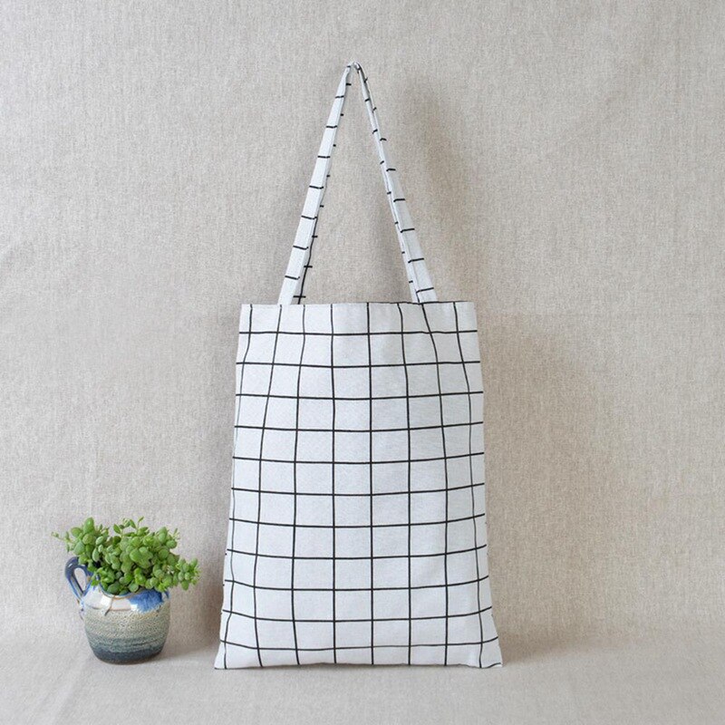 Canvas Draagtas Eco Boodschappentas Dagelijks Gebruik Opvouwbare Handtas Grote Plaid Canvas Tote Voor Vrouwen Vrouwelijke Shopper Bag Bolsa feminina: WT