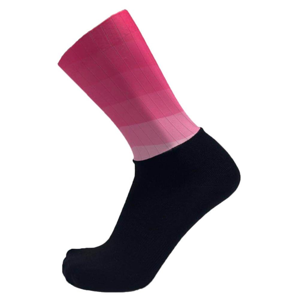 Respirant dégradé couleur cyclisme chaussettes à la unisexe sport football en cours d'exécution longues chaussettes en plein air cyclisme fournitures essentielles: Gradua Pink	