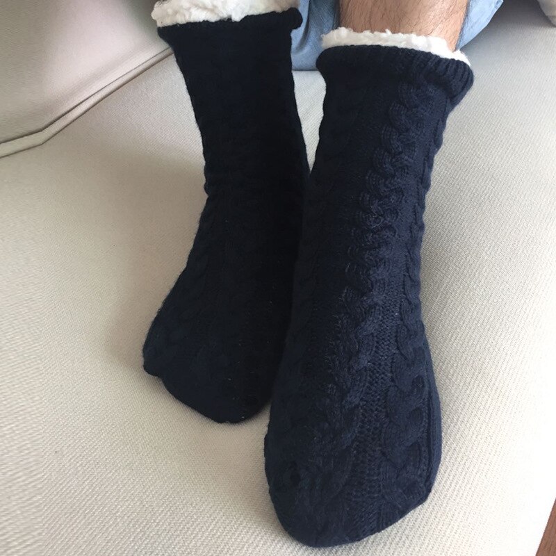 In Deur Mens Fleece Sokken Zachte Elastische Winter Warm Black Floor Kasjmier Sokken Anti-Slip Mannelijke Lange Dikke Katoenen sokken Mannen