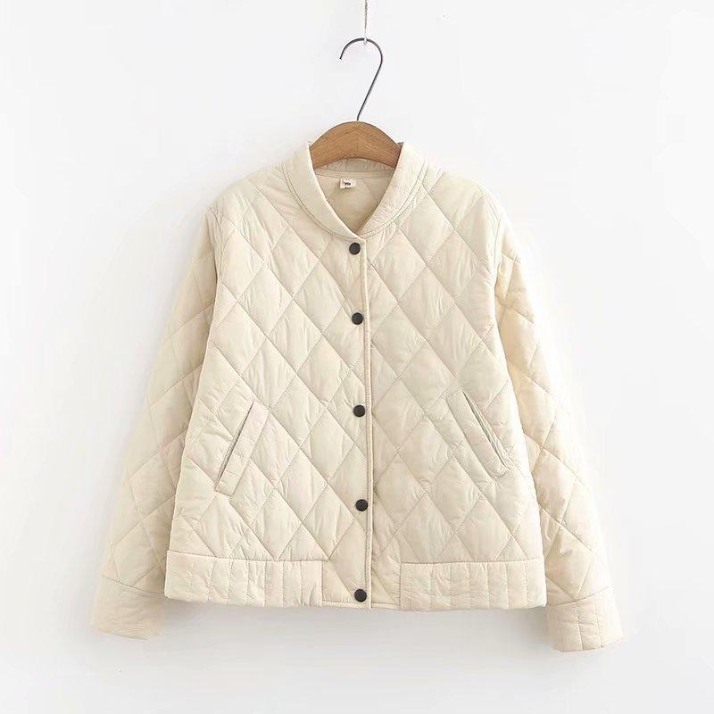 Plus Größe XL-4XL frauen Kurze Jacken Volle Baumwolle Lange Ärmeln Baumwolle Herbst Winter Mäntel Casual Outwear: Beige / XL