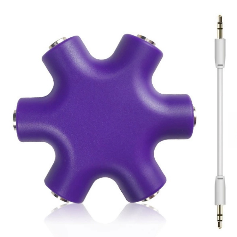Répartiteur Audio 3.5mm avec câble adaptateur, 1 mâle à 5 femelles, câble séparateur Audio pour écouteurs, convertisseur de sortie sonore Aux multi-ports: Rose Rouge