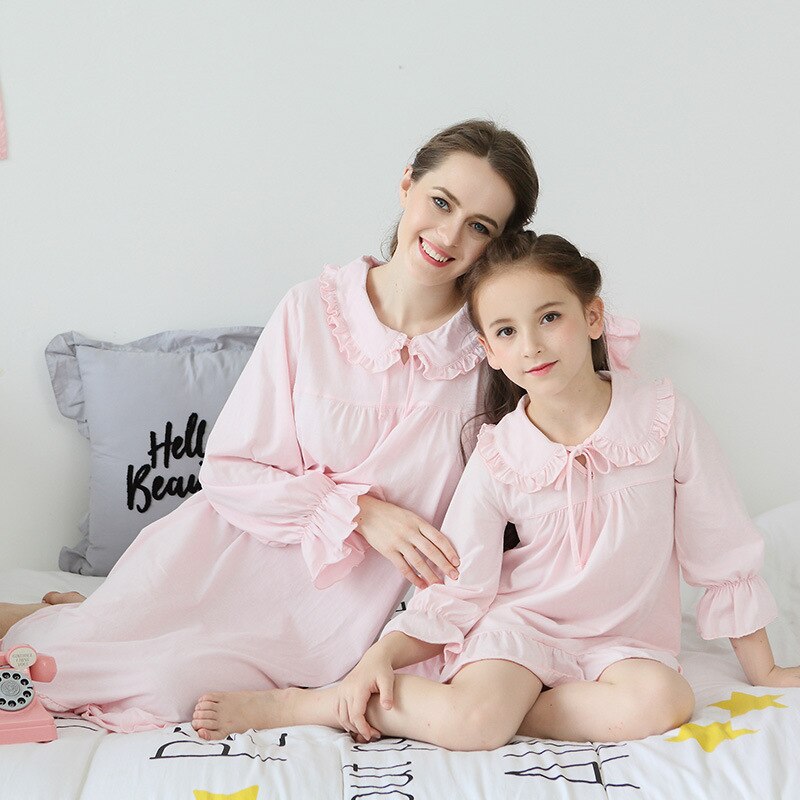 Piger pyjamas baby natkjole nattøj 100%  bomuld tynde lange ærmer hjemmetøj børn natkjoler 2y-14y