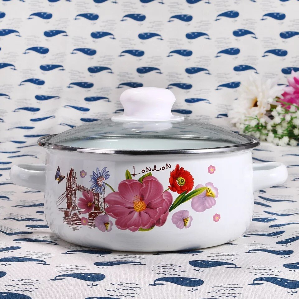 1pc Casserole 3000ml Enamel Oot Sauce Basin Kitchen Multi-purpose Nutrition Cookware Multicolour
