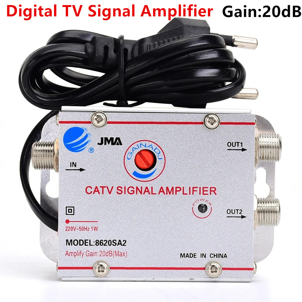 Ground Wave DTMB Cable TV Splitter Amplifier 20DB Digital TV Antenna Signal Booster Home TV Equipment EU Plug 220V 50/60HZ