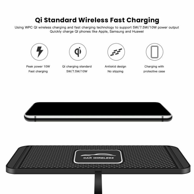 C1 Universele 10W QI Wireless Car Charger Telefoon Snel Opladen Pad Mat Anti-slip Voor iPhone Android Samsung