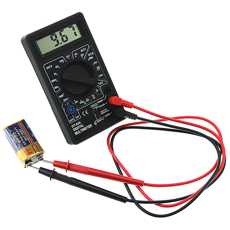 DT832 Digital Multimeter LCD DC AC Voltmeter Ammeter Ohm Tester