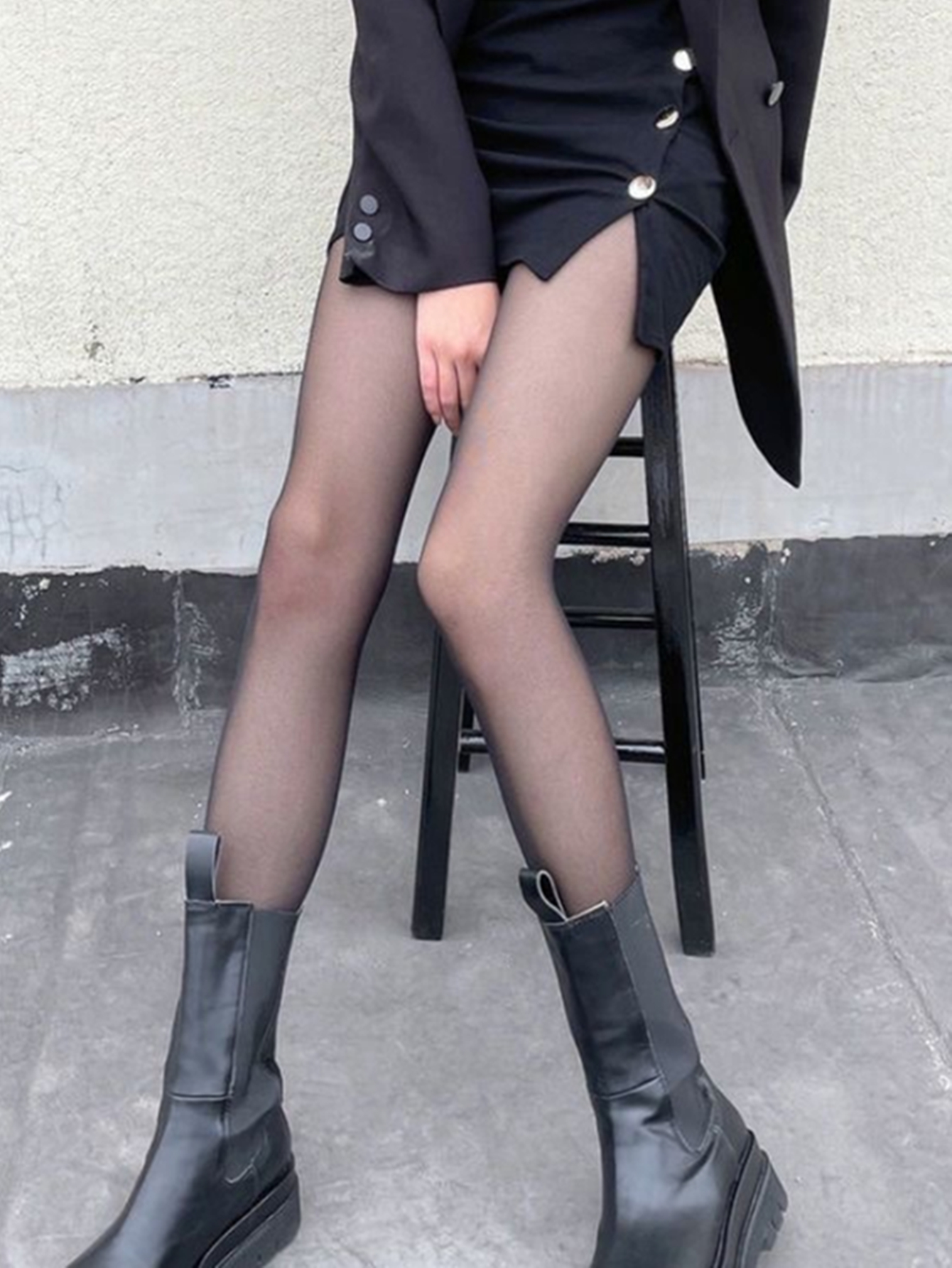 Bas noirs Sexy pour femmes, collants Lolita à pois en forme de cœur, chaussettes hautes serrées, bonnes bas élastiques, Lingerie érotique
