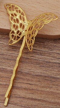 10Pcs 27X40Mm Koper Bloem Spacer Haar Sieraden Lijn Type Haarspeldjes Haarspelden Hairclips Side Clip Retro Haar dragen Accessoires: gold