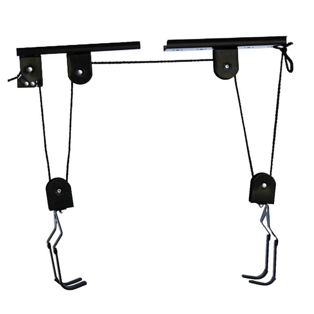40KG Ceiling Mounted Bike Lift Rack Holder Garage Hook Hoist Pulley System: Default Title