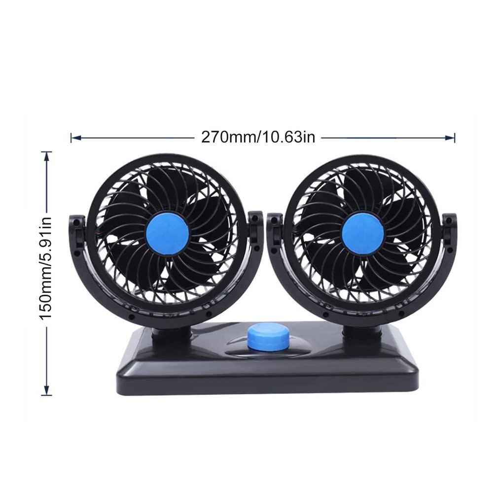 360 Rotating Free Adjustment Dual Head USB Cooling Air Fan Car Cooling Swing Dashboard Ventilation Fan Air Circulator