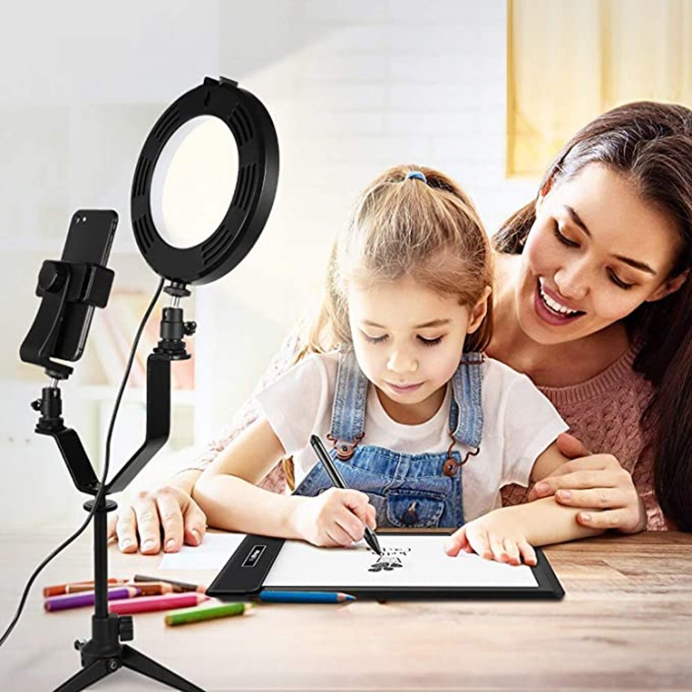 Ring Light Adjustable Video LED Camera Selfie Light Ring mirror for iPhone Xiaomi Huawei Tripod and Phone Holder for Video