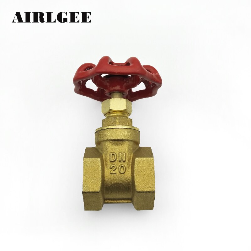 3/4 inch 25mm Diameter DN20 Brass Water Gate Valve Switch with Red Steel Handwheel