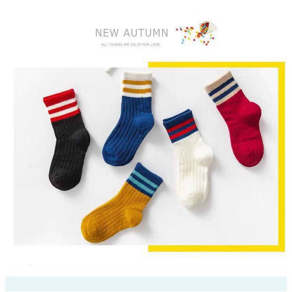 Jumping meters Five pairs of stripes baby socks autumn winter Baby socks soft comfortable for children's socks