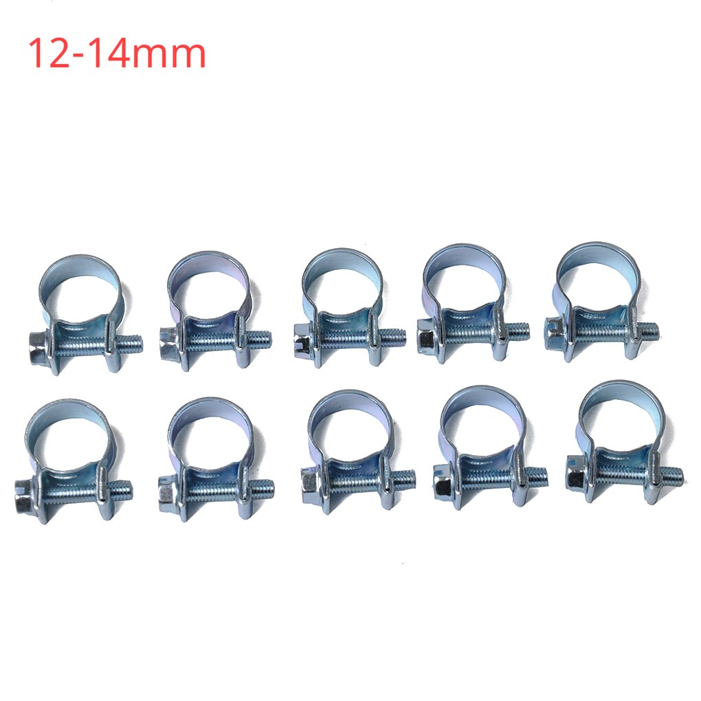 Clips de manguera de combustible para coche, juego de abrazaderas de manguera de aire de acero al carbono, Mini abrazadera de tubo de gasolina diésel, 10 unids/set por juego: 12-14mm