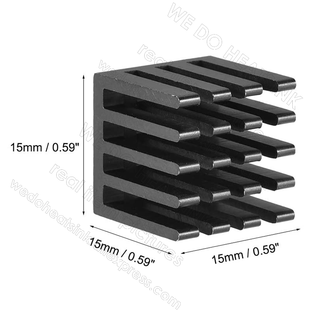 DISSIPADOR DE CALOR WE DO 15x15x15mm sin o con almohadilla térmica tamaño de cubo pequeño disipador de calor de aluminio ranurado anodizado negro radiador enfriador