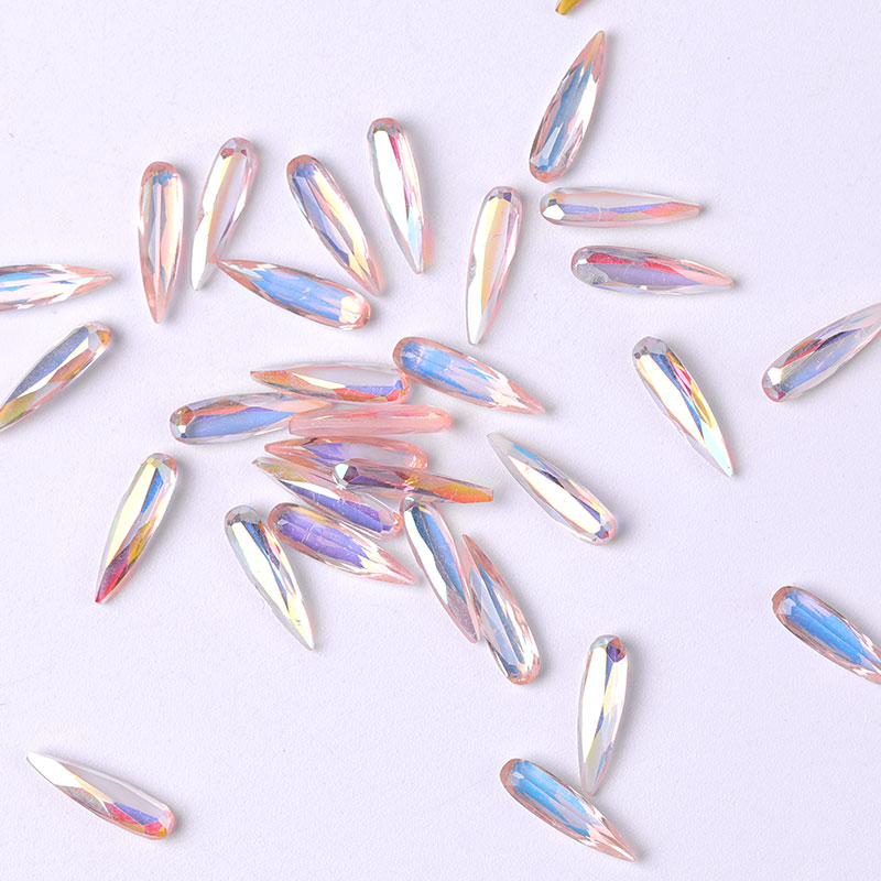 10 stykker ab negle krystal rhinsten perler lange vand charms 3d sten rhinsten negle kunst dekorationer manicure tilbehør