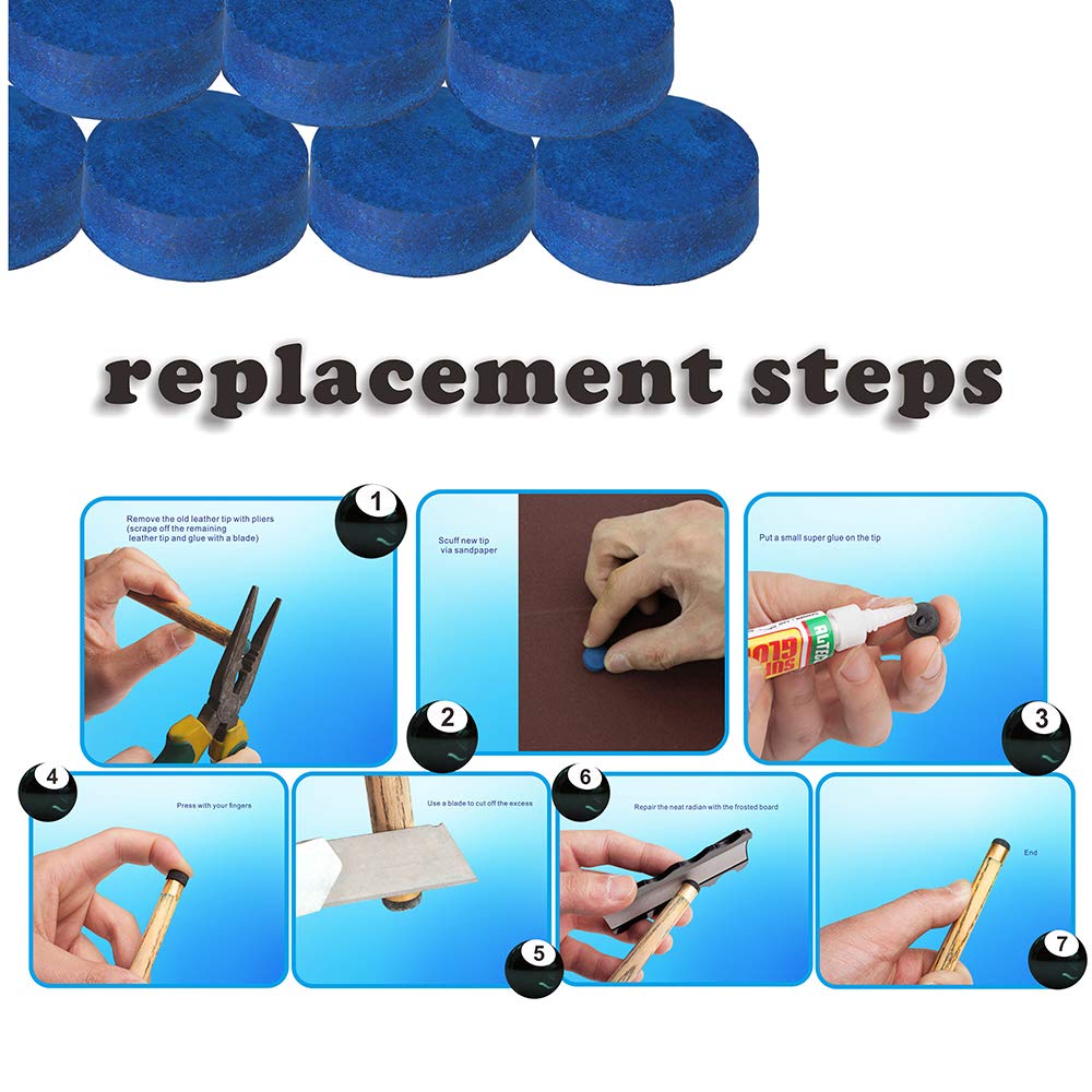 50 Stks/partij 9/10/11/12/13Mm Blauw Biljart Biljartkeu Tips Hardheid In M biljart Snooker Keu Tip Biljartkeu Accessoires