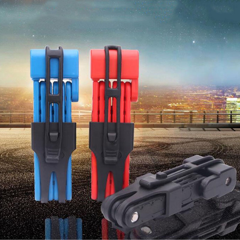 Folding Bicycle Lock Steel Portable Bike Lock Security Cable Locks Anti-Theft Combination Mountain Bike Riding Tools