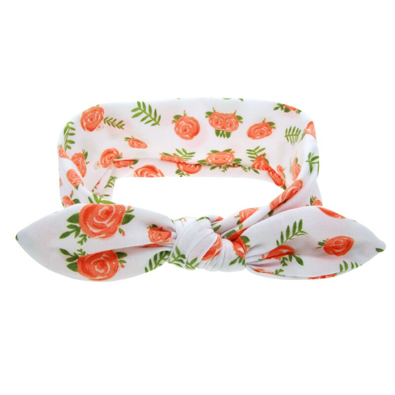 Kids Meisje Baby Baby Hoofdband Peuter Lace Bow Flower Print Haarband Hoofddeksels Leuke Mooie Kleurrijke: Orange Roses