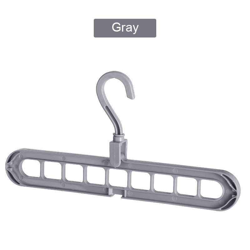 Cintre pliant en plastique à 9 trous, organisateur de vêtements, gain de place, cintre multifonction, supports de séchage pour écharpe de vêtements: Gray