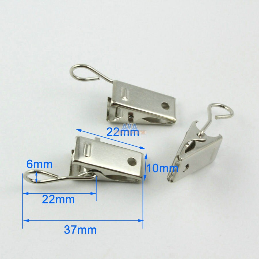 50 Pieces 37x10mm Silver Hook Clips for Curtain Drapery