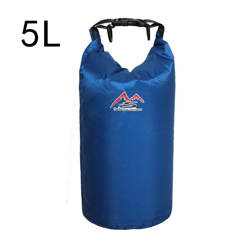 Bolsa impermeable para natación al aire libre de 5L/10L/20L/30L, bolsa seca de almacenamiento para Rafting y Camping con gancho de correa ajustable: Sapphire blue 5L