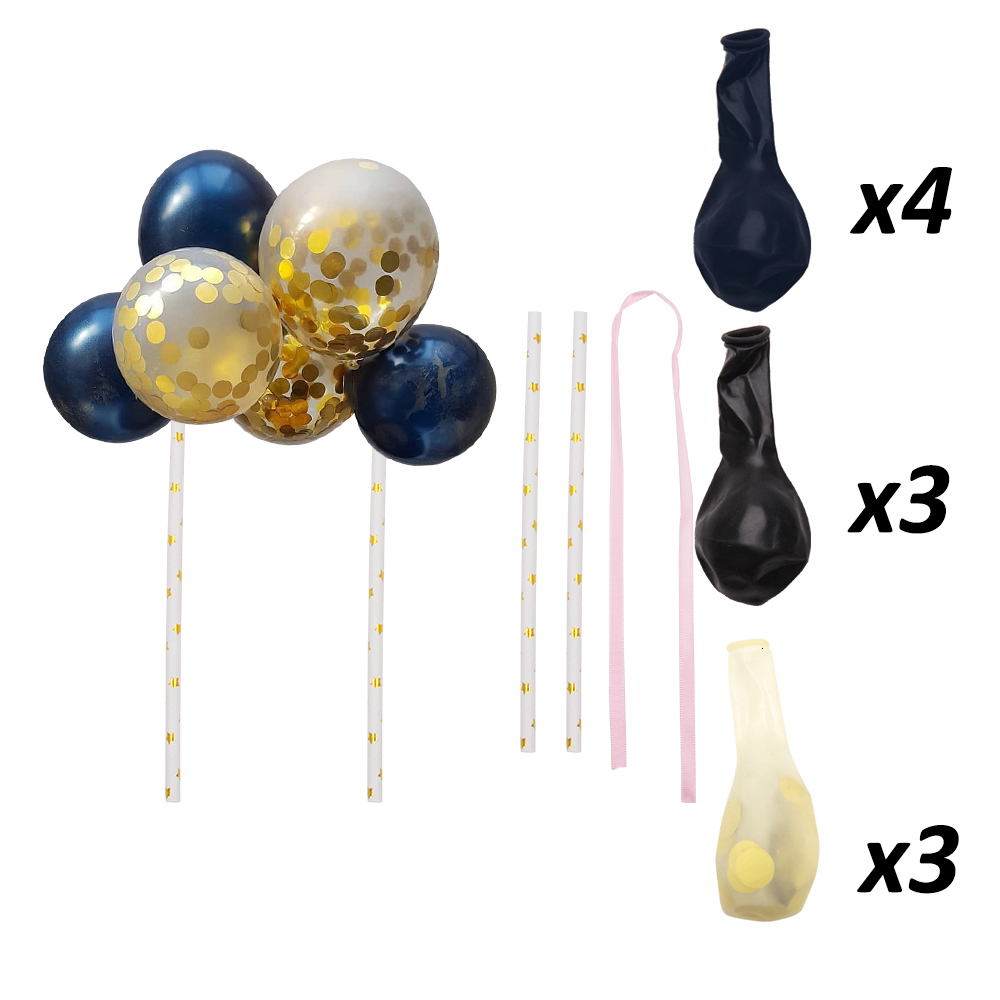 5Inch Cake Balloons Cake Topper Cloud Shape Confetti Balloon Cake Topper balons for Birthday Baby Shower Wedding Decoration: Ink-blue colour