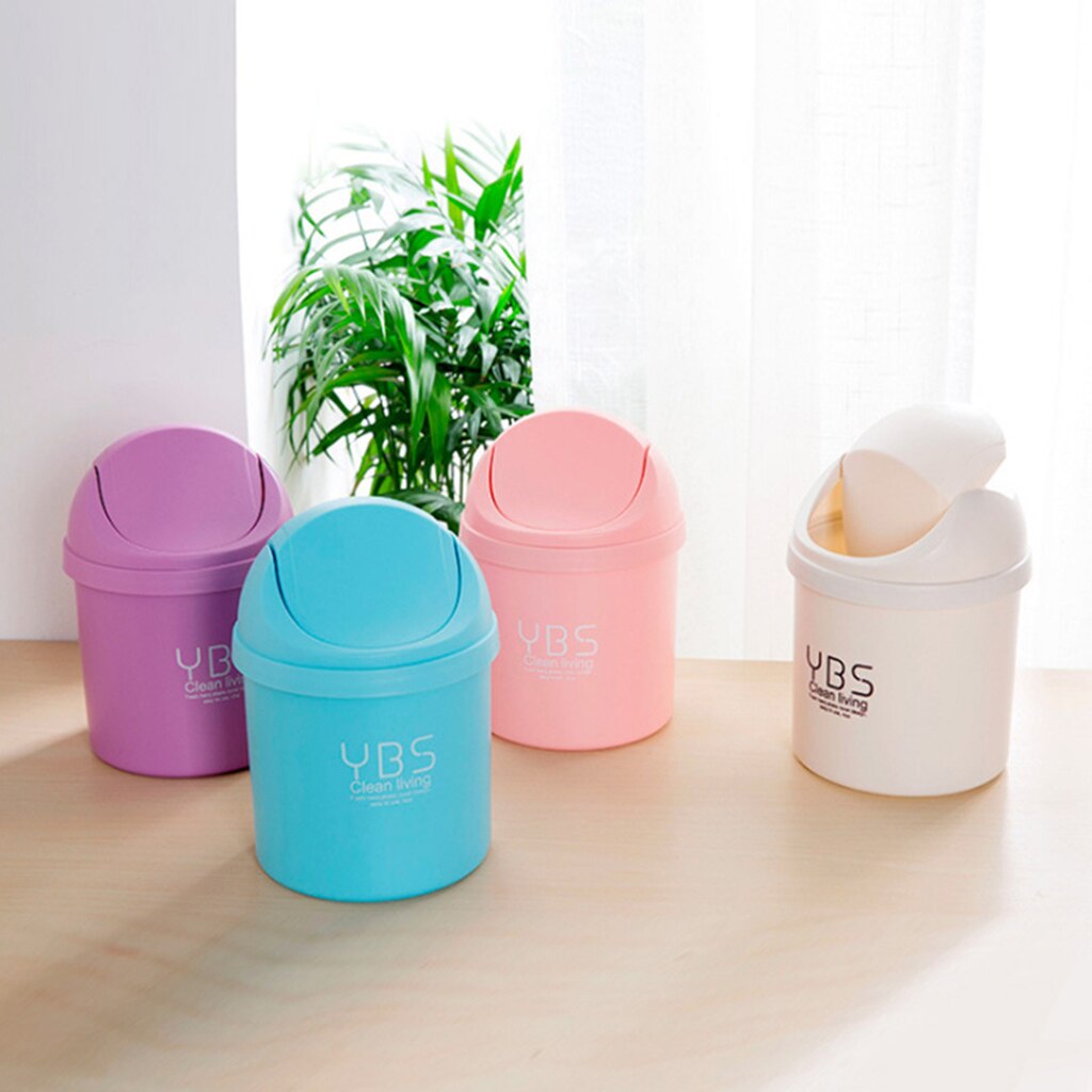 Mini Desktop Prullenbak Met Swing Deksel Mooie Recycling Mand Vuilnisbak Prullenbak Voor Woonkamer Kantoor Auto tafelblad