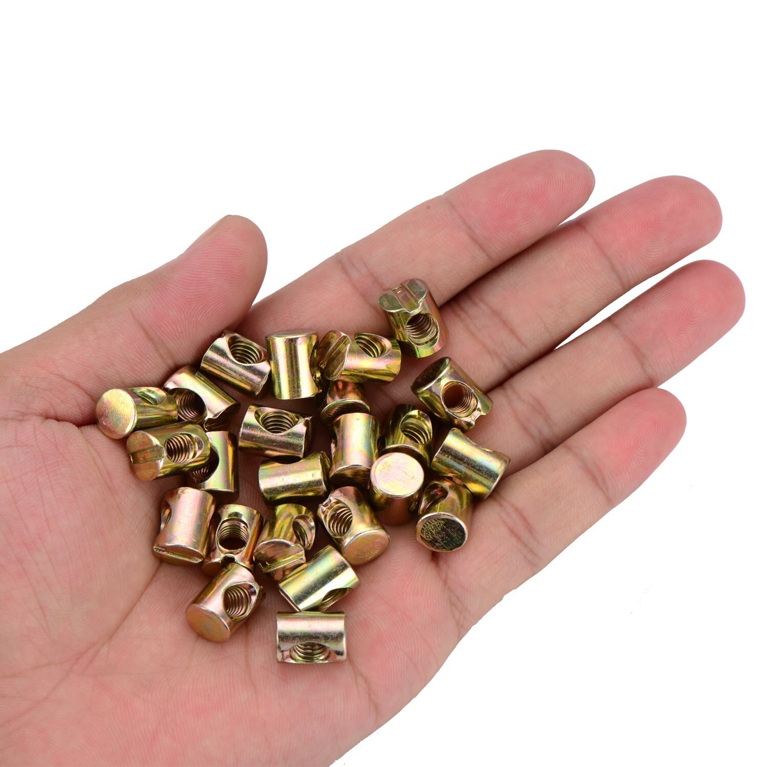 24 pieces M6 Barrel Nuts Cross Dowels Slotted Nuts for Furniture Beds Crib Chairs