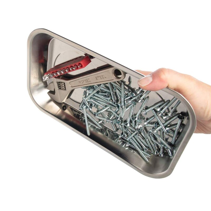 Magnetic Parts Tray Plate Screws Nut Bolt Storage Organizer Tools Container Stainless Steel Tray car repair