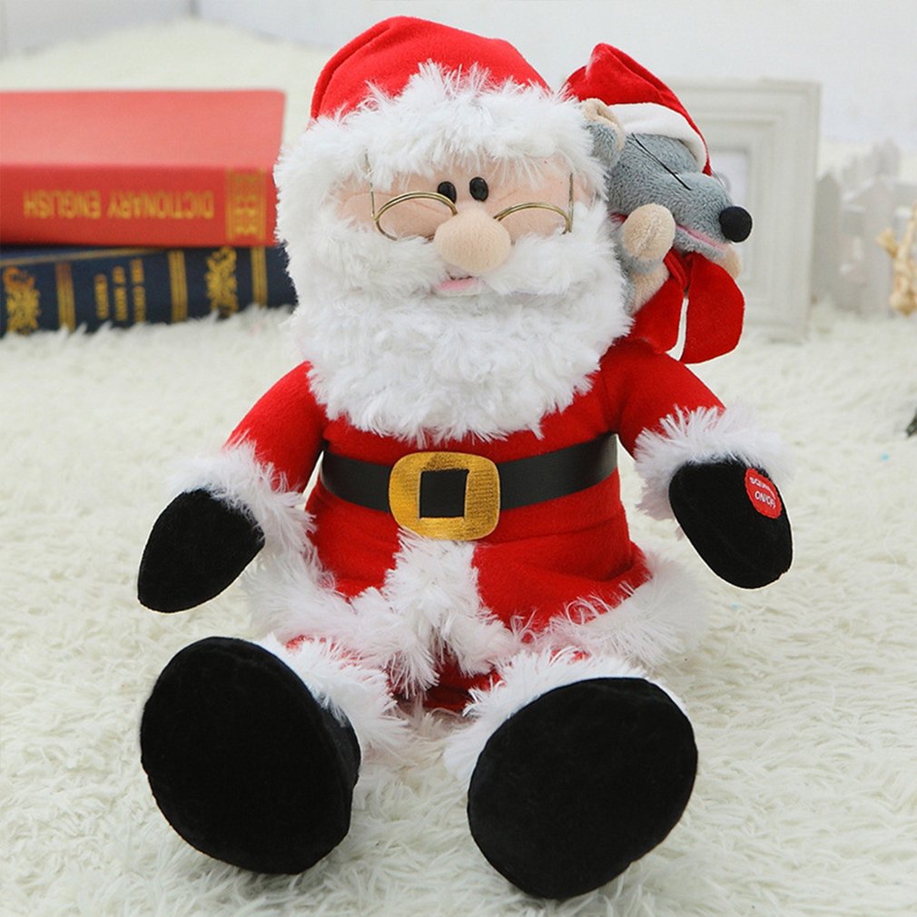 Santa Claus Singing Plush Toy Christmas Interior Decoration Electric Toy Year Santa Claus Doll