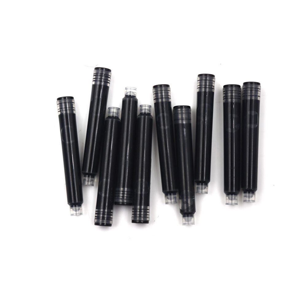 10pcs Disposable Black Fountain Pen Ink Refills Cartridges Universal School Office Writting Supply