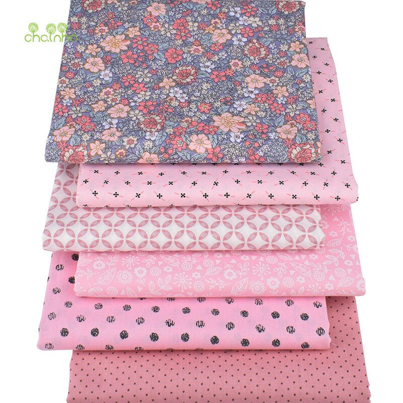 Chainho,6 Stks/partij, Roze Bloemen Serie, Gedrukt Twill Katoen Stof, patchwork Doek Voor Diy Naaien Quilten Baby & Kinderen Materiaal