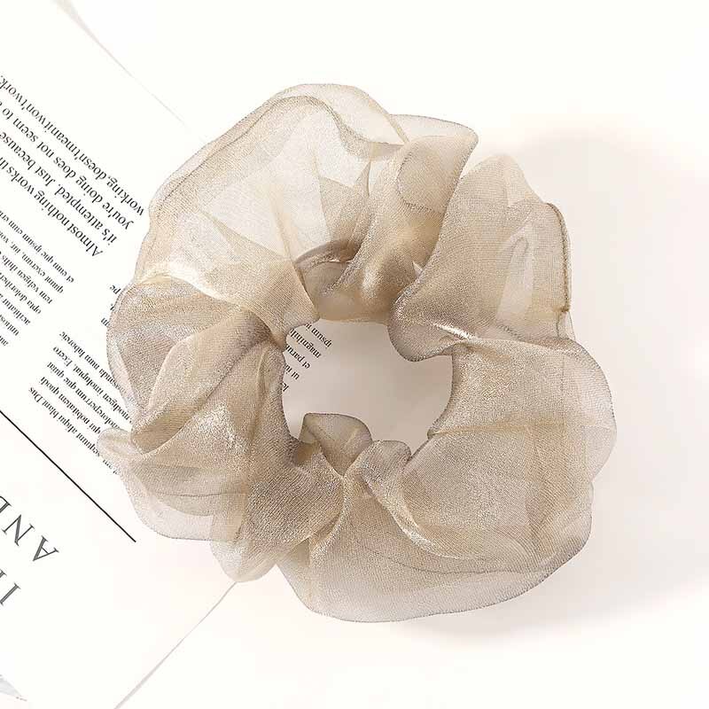 Oversized Hair Scrunchies For Women Solid Organza Scrunchie Hair Rubber Bands Elastic Hair Ties Accessories Ponytail Holder: Coffee gold