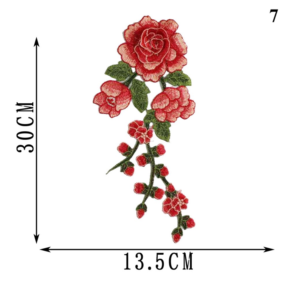Blomst rose broderet syning på patch blomst på patch klistermærker til tøj badge dekorative syning stof applikationer: 7