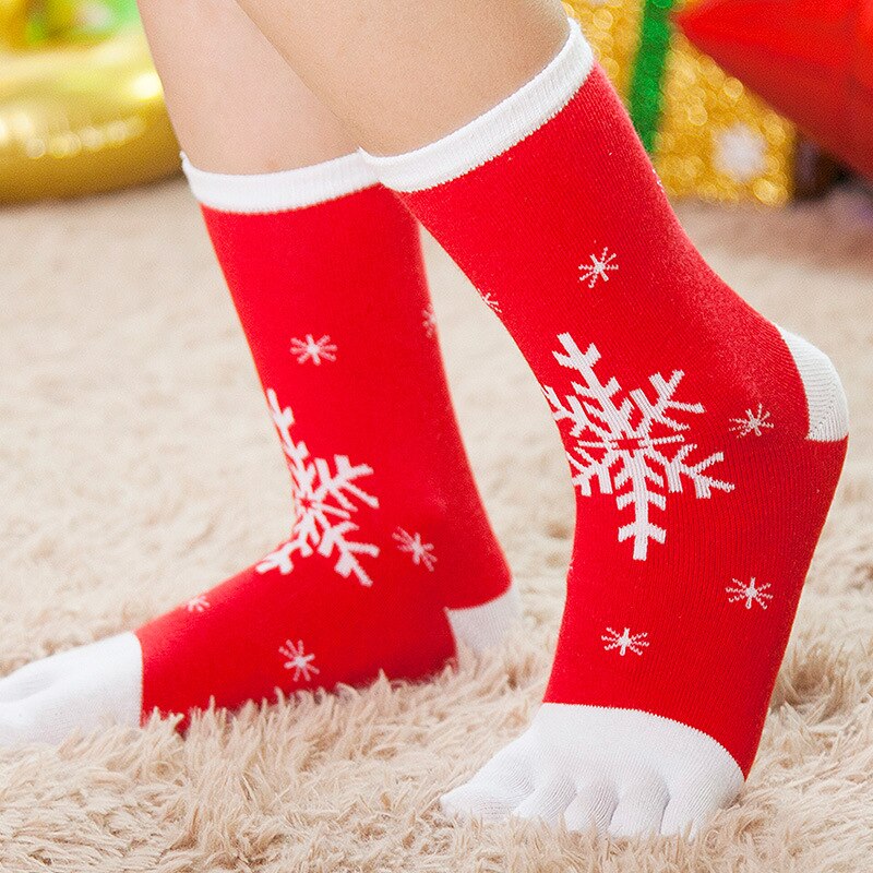Calcetines navideños para niños de dibujos animados, calcetines de cinco dedos cálidos, cómodos y transpirables, nuevos para Otoño y Winter7-12 años